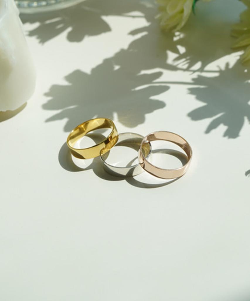 Alleun Silver 925 Couple Bold Flat Rings