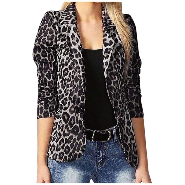 Women's Spring Tops Fashion Trend Jackets Leopard Print Suit Thin Jackets