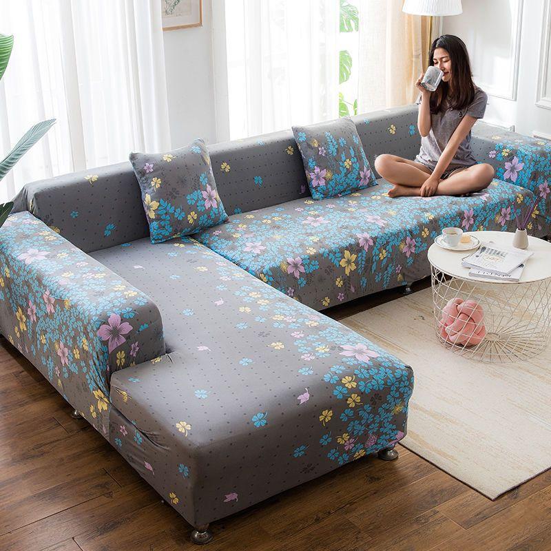 Fashion Geometric L Shape Sofa Cover for Living Room 1/2/3/4 Seaters Universal Size Elastic Slipcover Case Pillowcases Available