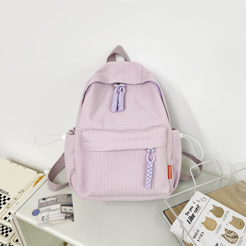 Solid Color Women's Backpack Large Capacity Student School Bag