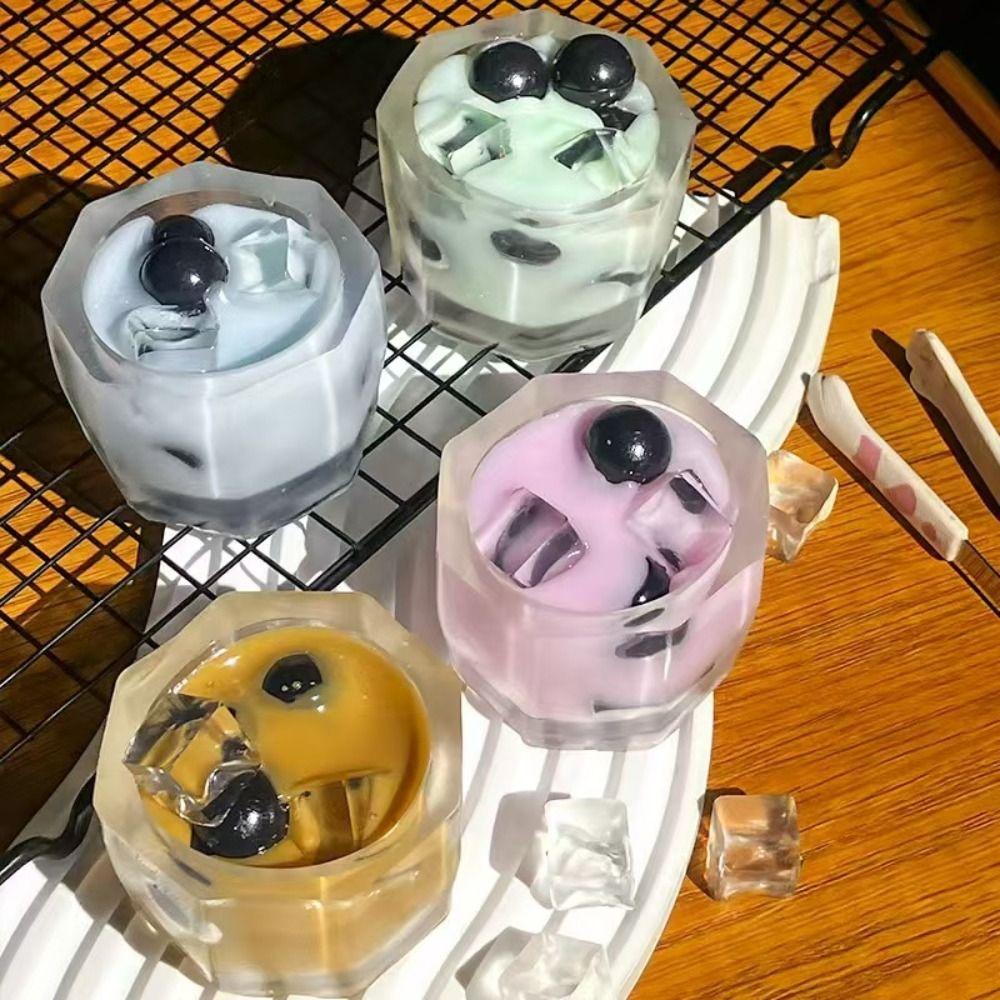 Soft Material Pearl Milk Tea Cup Squeeze Toy Handmade Imitation Dessert Toy  Ideal Girls Gift
