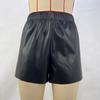 2025 Women's Solid Color PU Leather Waist-Cinching Shorts