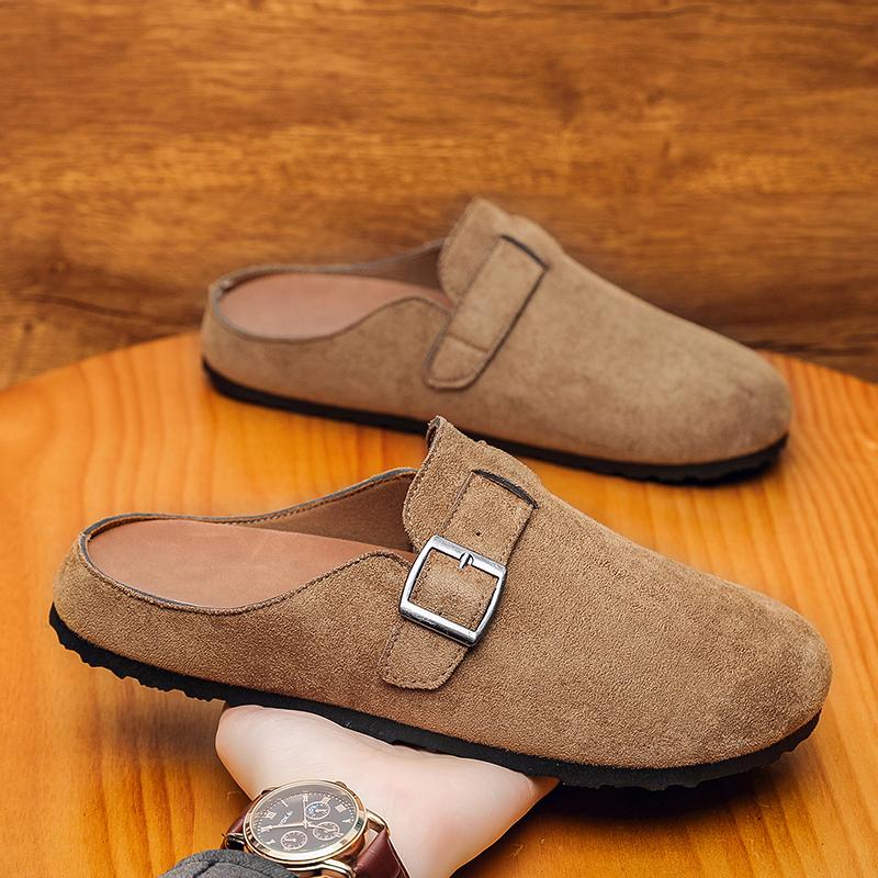 Men's slippers 2026 Men's Suede Sandals Retro Cork Clogs Men Mules Shoes  with Arch Support Unisex Classic Beach Birkenstok