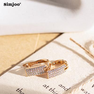 SIMJOO Kreatywne spersonalizowane kolczyki z cyrkoniami Fashion Square Jewelry