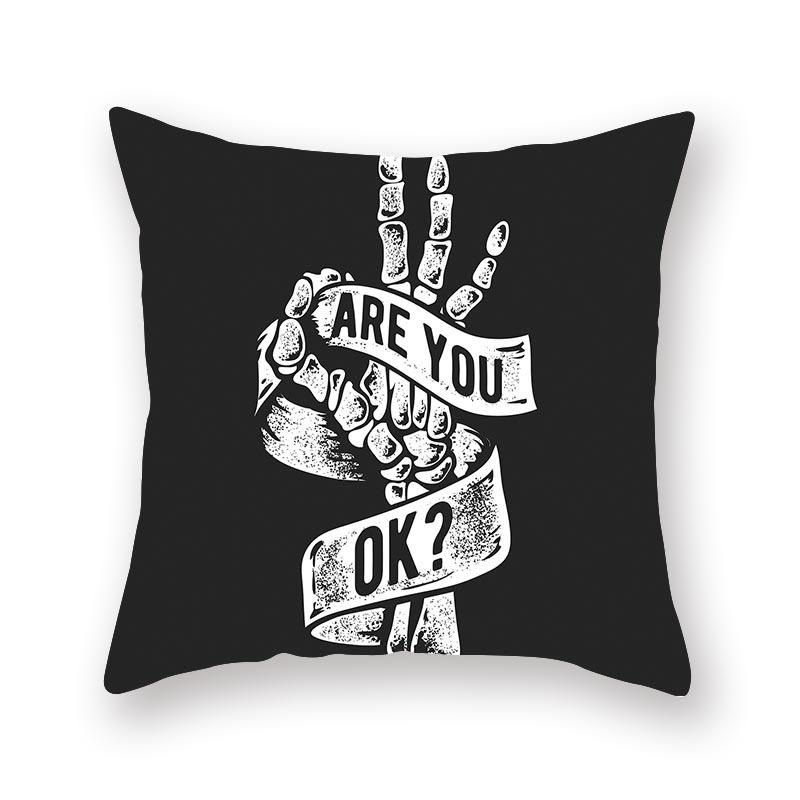 Halloween Pillow Cover Cartoon Skull New Short Velvet Cushion Cover Sofa Cushion