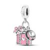 Silver Plated Pink Ballet Skates Shoes Pendant Heart Charms Fit Bracelet Jewelry Making for Women