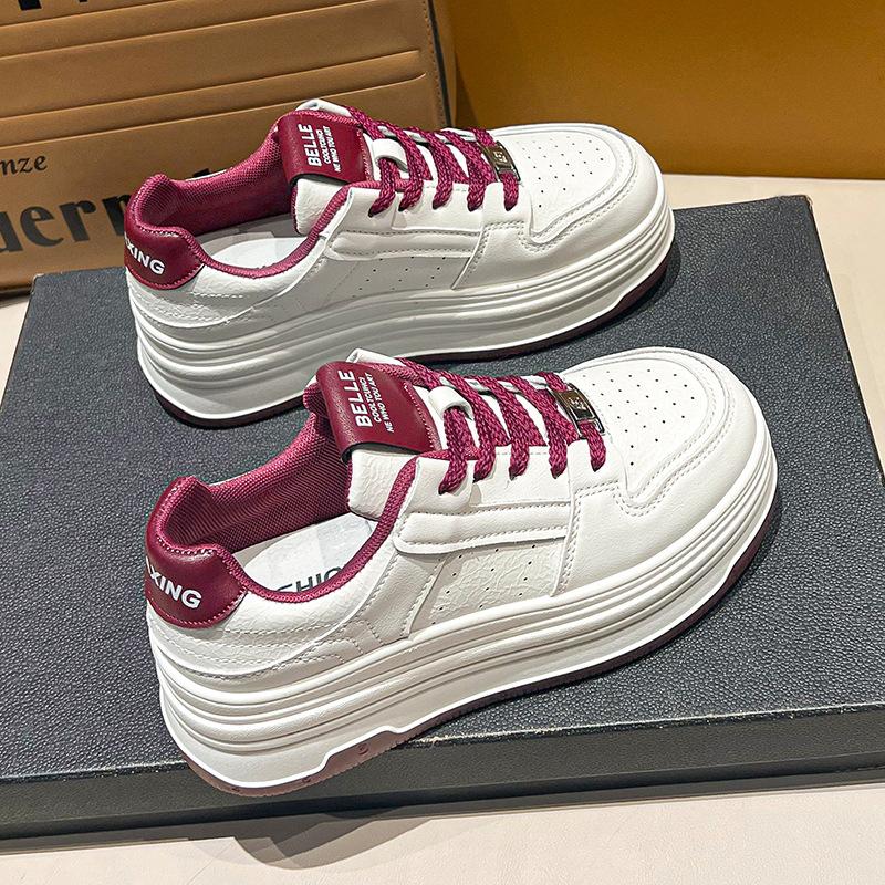 

Versatile new sports and leisure, foreign style, light white shoes, women s thick-soled comfortable board shoes, women s spring 40 красный