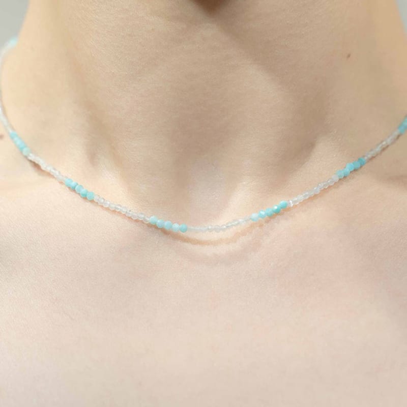 HARANG HR 45N_Labradorite Aquamarine Beads Necklace