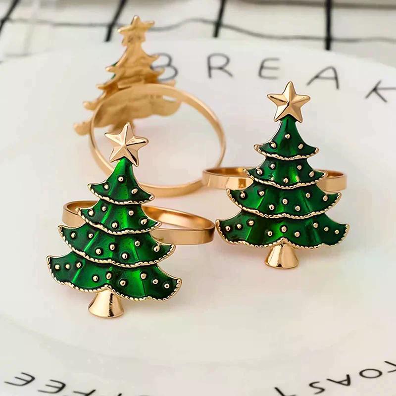 6 Stück Weihnachts-Serviettenringe Christbaumschmuck Weihnachts-Heimküchen-Esstischdekoration Neujahrsparty-Zubehör