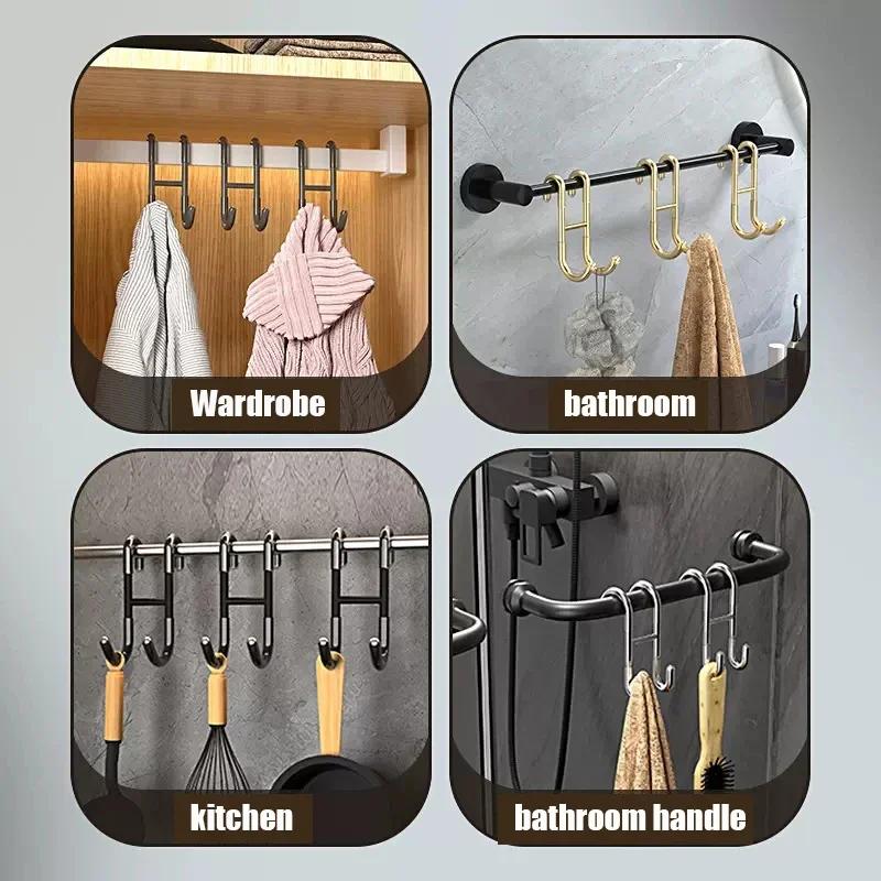 12*5*1.2cm Double S-shaped Hook 304 Stainless Steel Storage Hanger For Glass Door Type Shower Hook Kitchen/Bathroom Towel Rack