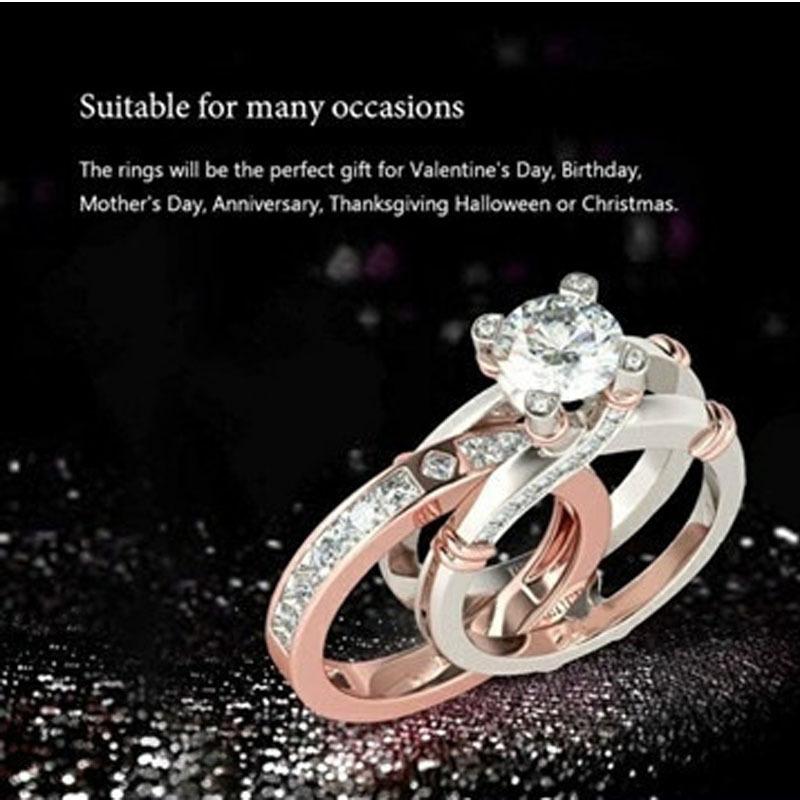 Kreative Kombination Drei Ringe Set Mit Diamanten Vielseitig Mode Damenring Gold Zweifarbig Ring Diamant