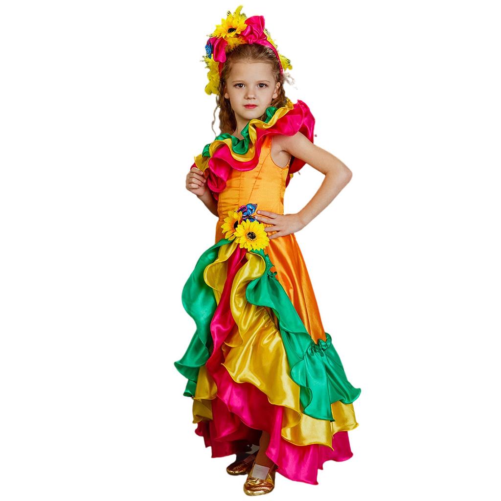 Kids Ethnic Style Dance Peacock Masquerade Halloween Cosplay Costumes Girls Stage Party Performance Dress Up Outfit