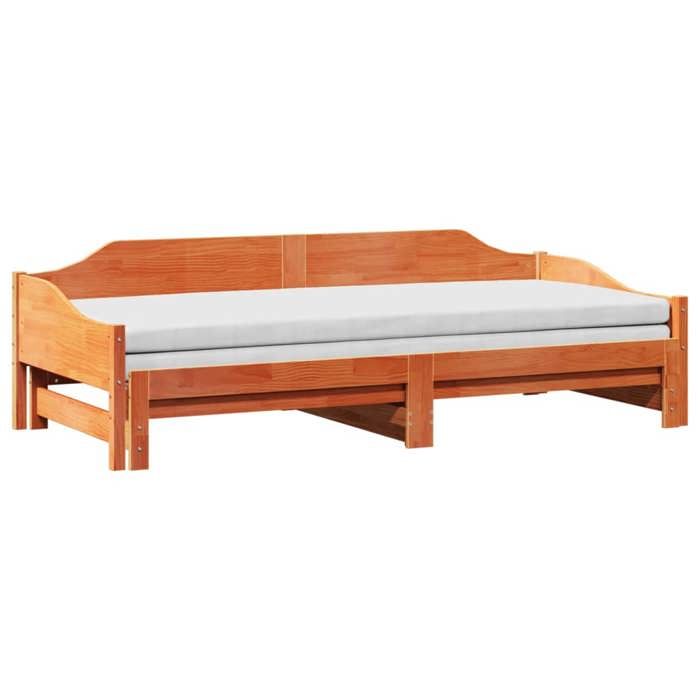 VidaXL Daybed with Trundle Bed Wax Brown 90x190 Cm Solid Pine, Sofa Bed, Guest Bed, Wooden Daybed, Bed of 850910
