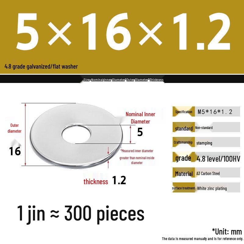 Galvanized Extra Large Thickened Metal Flat Washer (M6-M16)