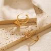 Simple C Shaped 18k Gold Plated Copper Butterfly Animal Stud Earrings For Women