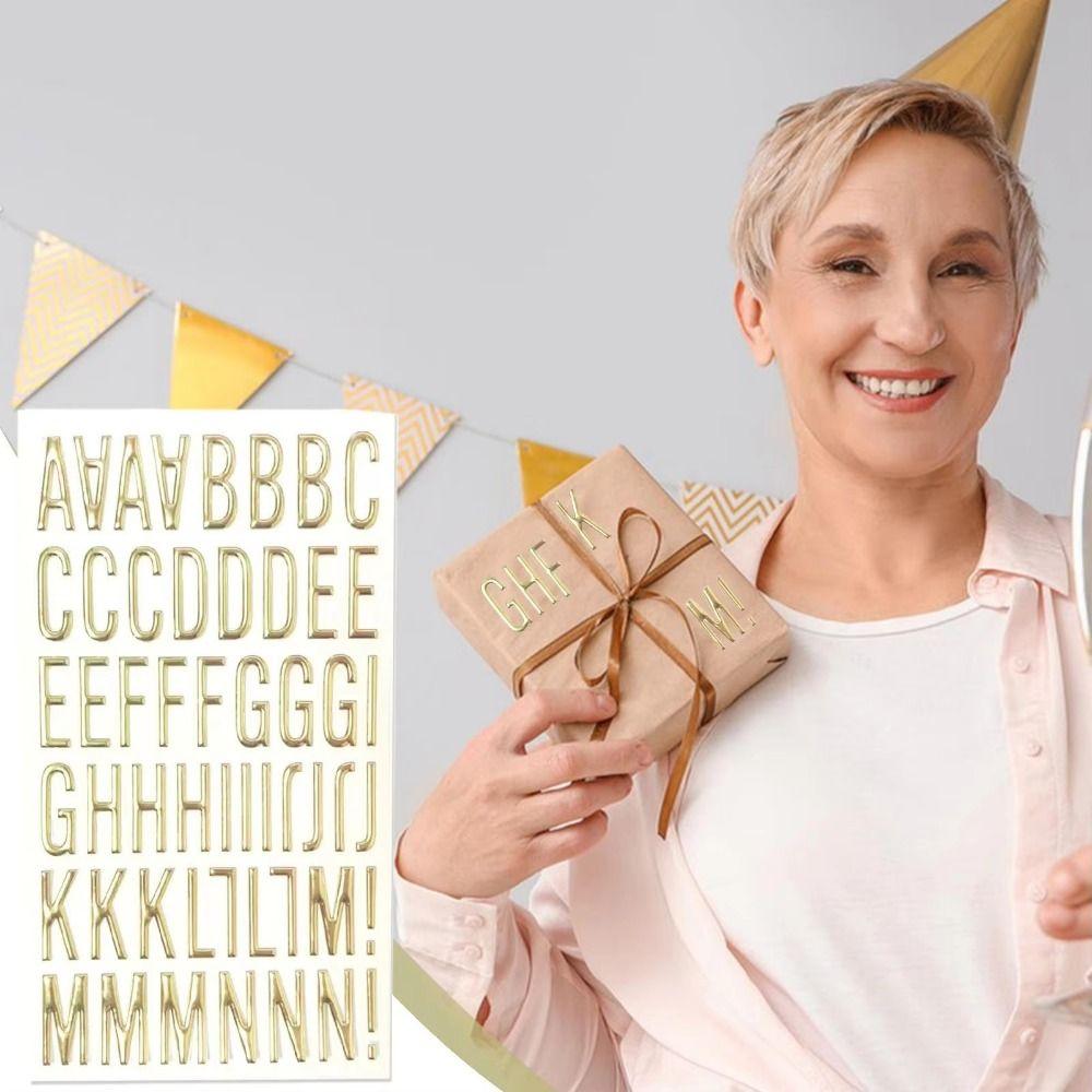 3Sheets Self Adhesive Gold Letter Stickers Waterproof Stationery Stickers Journal Decoration