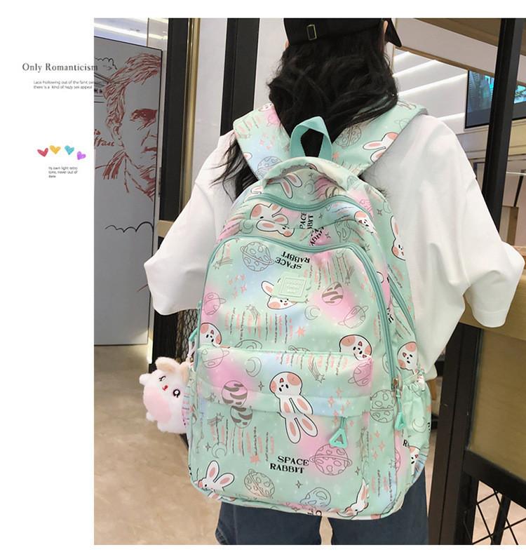 2023 New Cartoon Printed Backpack For Girls Korean Version Cute And Lightweight Nylon Material Breathable And Durable School Shoulder Bag