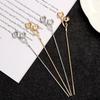 Retro Alloy Flower Branch Hairpin Diy Antique Hanfu Step Hairpin Electrophoresis Electroplating Double-Headed Hairpin