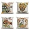 Thanksgiving Linen Pillowcase Autumn Pumpkin Print Pillow Cushion Cover