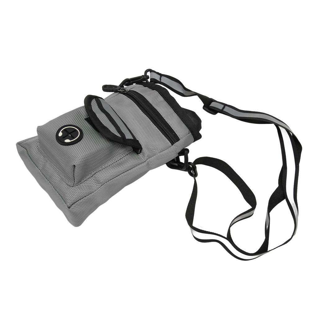 Dog Treat Pouch with Poop Bag Holder Large Capacity Hands Free Pet Training Snack Bag with Adjustable Waist Belt Grey