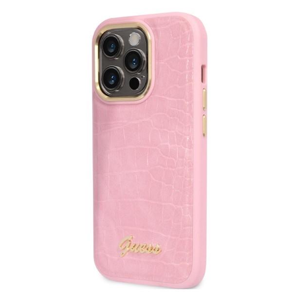 Guess Guhcp14Lhgcrhp Iphone 14 Pro 6,1 Różowy/Pink Hardcase Croco Collection