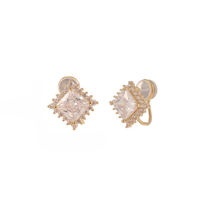 

Новый зажим для ушей из цинкового сплава без пирсинга, женские квадратные циркониевые зажимы для ушей, серьги, украшения для ушей