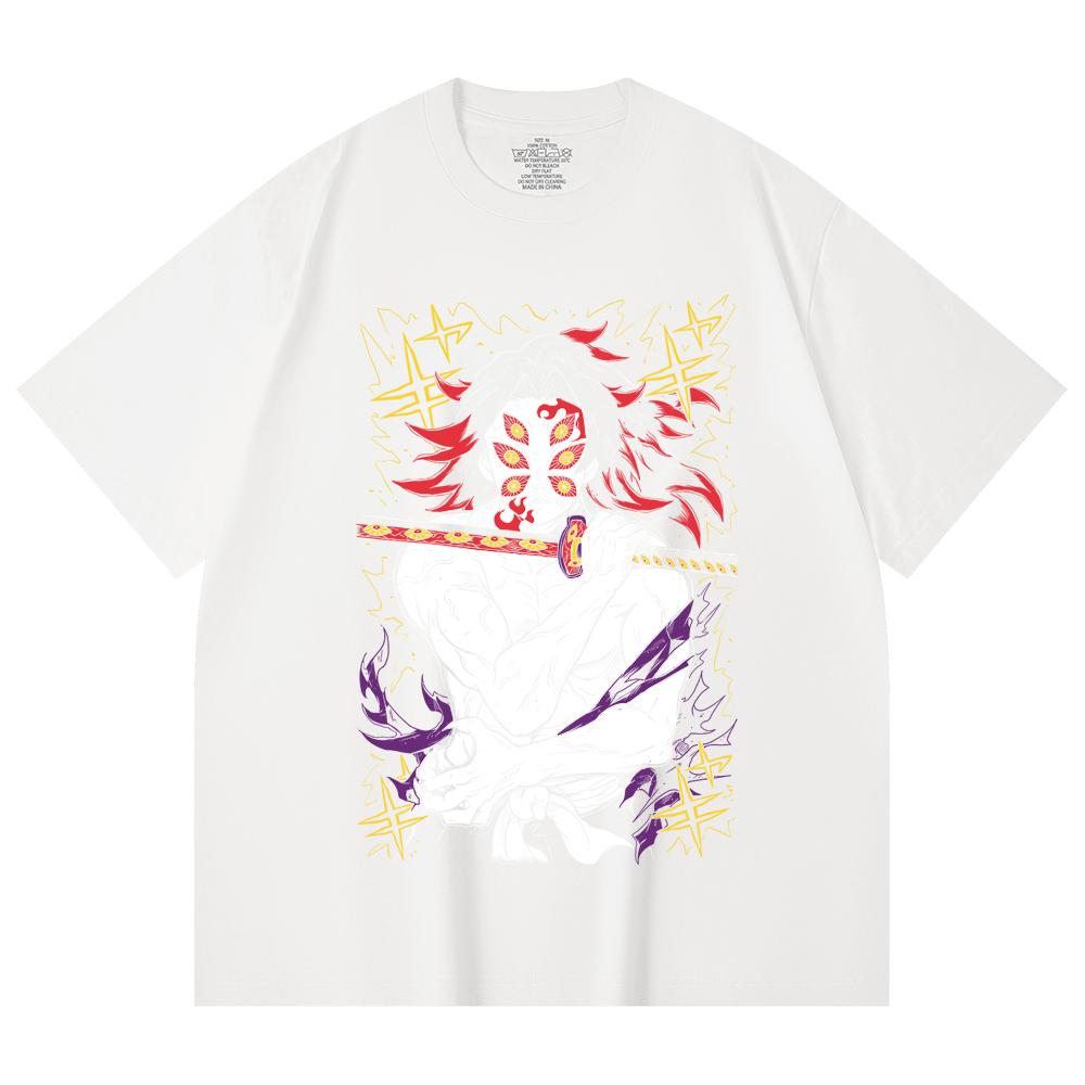 230 g/m² 100% Baumwolle Demon Slayer V36 Kokushibo Aufdruck Unisex Schweres Baumwoll-T-Shirt
