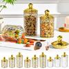 1PC Multifunctional Storage Tank Light Retro Pattern Transparent Sealed Jar Luxury Golden Lid Candy Coffee Bean Storing Jar