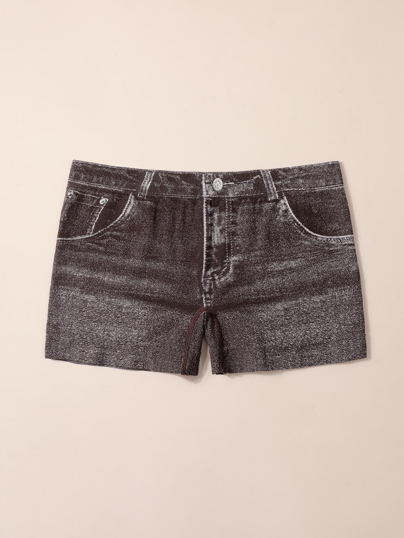 

Европейские женские бесшовные боксеры-брифы средней посадки из искусственного денима больших размеров – Дышащий базовый слой с высокой эластичностью M кофейный