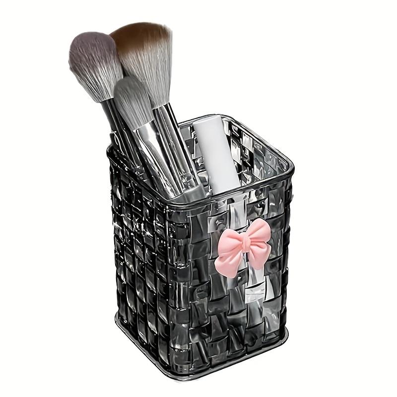 

Makeup brush storage box with bow design, high-end textured pen case, desktop storage box, fashionable shelf чёрный