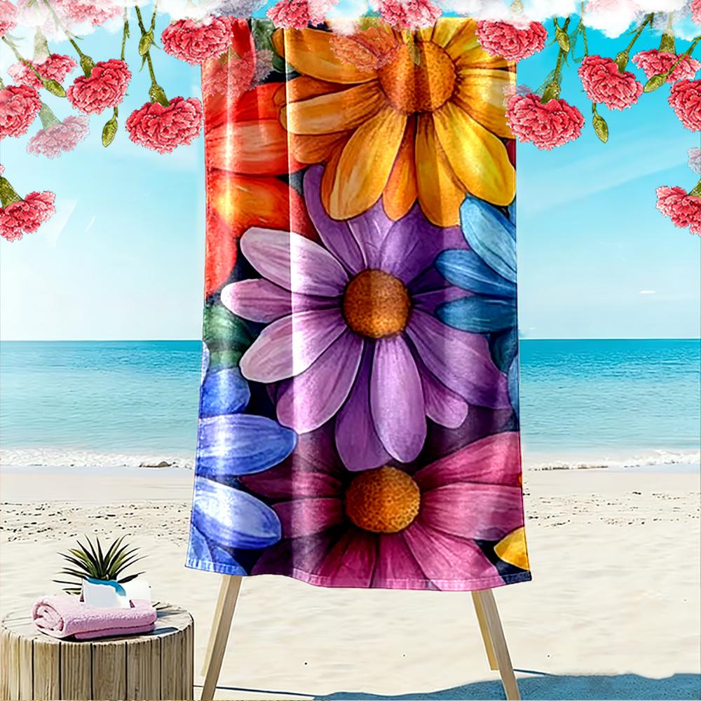 Colorful Floral Pattern Beach Towel Beach Towel Quick-drying for Travel Outdoor Sports Jogging Beach and Swimming