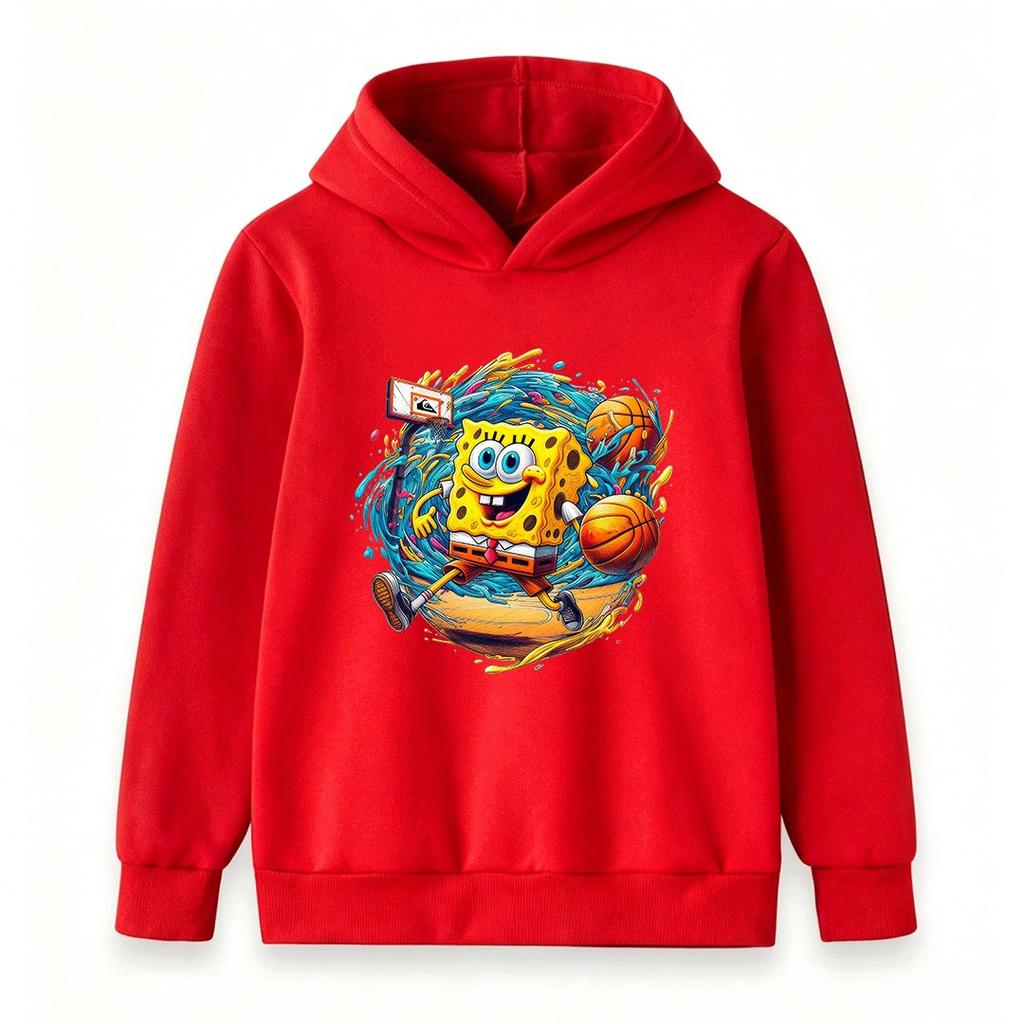 Kids Boys Girls Sponge Basketball Cartoon Print Hoodie Casual Long Sleeve Pullover Sweatshirt Tops for Children