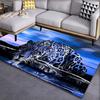 Animal Leopard Blue Area Rug, Non-Slip Mat, Living Room Decor, Home & Room Decoration