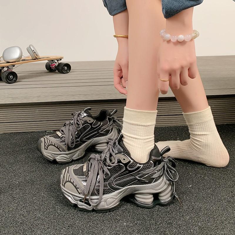 Gray dad shoes women's 2025 new autumn and winter popular platform sports women's shoes small height increase casual shoes