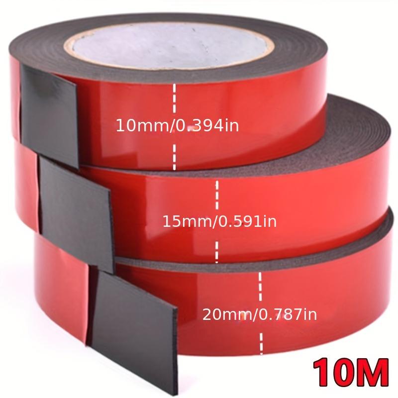 10m Super Strong Dual-Sided Adhesive Tape, 1.0mm Thick, Red & Black Design - Waterproof, Heat Resistant, Ideal for Mounting, Labeling & Office Use