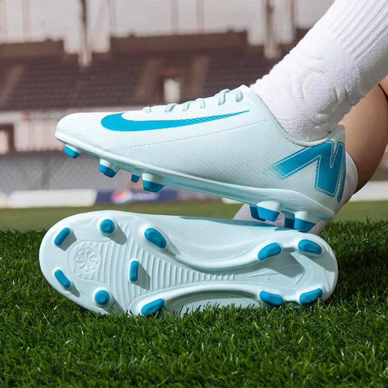 New Nike Anti Slip Wear Resistant Low Top Kids' Soccer Shoes Blue Teenagers FQ8286-400