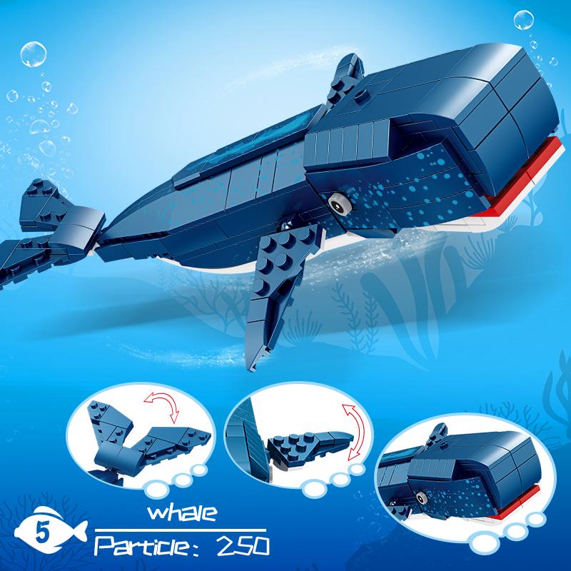 Blocuri de construcție animale Lumea Mării Căluț de mare Rechin Balenă Cărămizi de asamblare Set model Jucării educaționale DIY pentru copii Cadouri de sărbători
