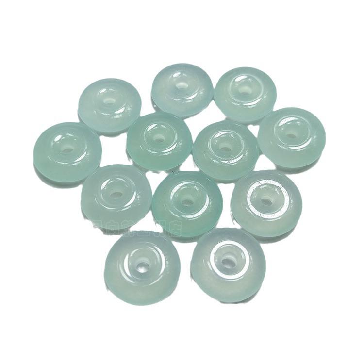 17mm Green Jade Buckle Beads & Pendants for DIY Jewelry