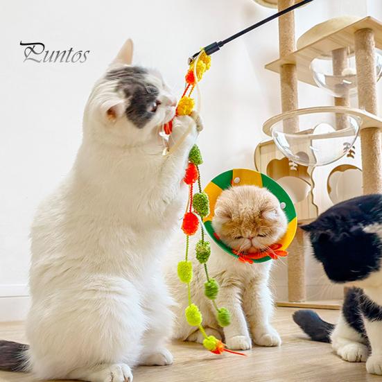 Cats Wand Toy Cat Teaser Stick Bending Resistance Bite-resistant Non Shedding Crisp Bell Colored Yarn Ball Flexible Rod 51cm Pet Accessories