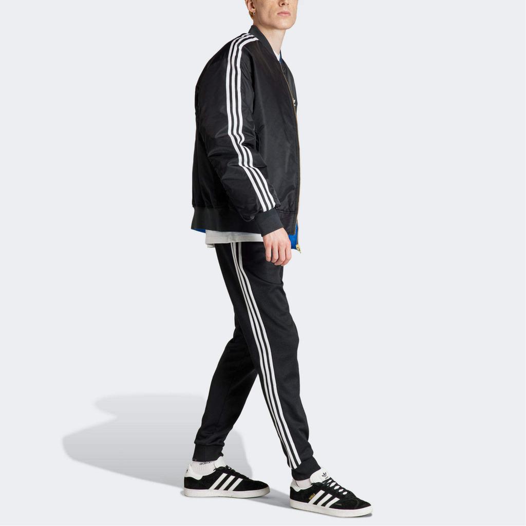 Adidas Originální pruhovaný design Reversibilní ležérní volná bavlněná bunda Pánská bunda Černá IW3641