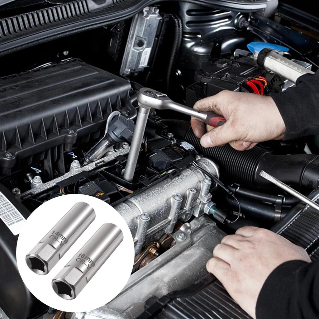 Spark Plug Wrench Set Removable Tool for Replacing Spark Plugs In Automobiles (2 Pieces) Thin-walled, (14mm/16mm).