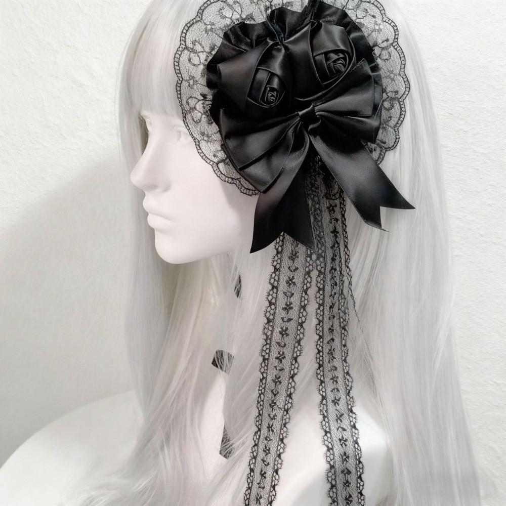 Black Lace Headbands Frilled Headdress Cosplay Hair Clips Gothic Lolita Headwear Cosplay Party
