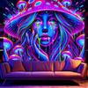 Fluorescent Psychedelic Astronaut Butterfly Tapestry, Neon Starry Sky Wall Hanging, Party Dorm Decor, Gift
