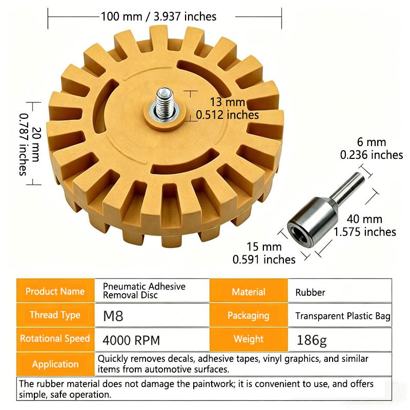 Pneumatic Rubber Remover Disc Rubber Tool Grinding Wheel Car Decal Remover Wheel Effective Practical Quick Pinstripe 4 Inch