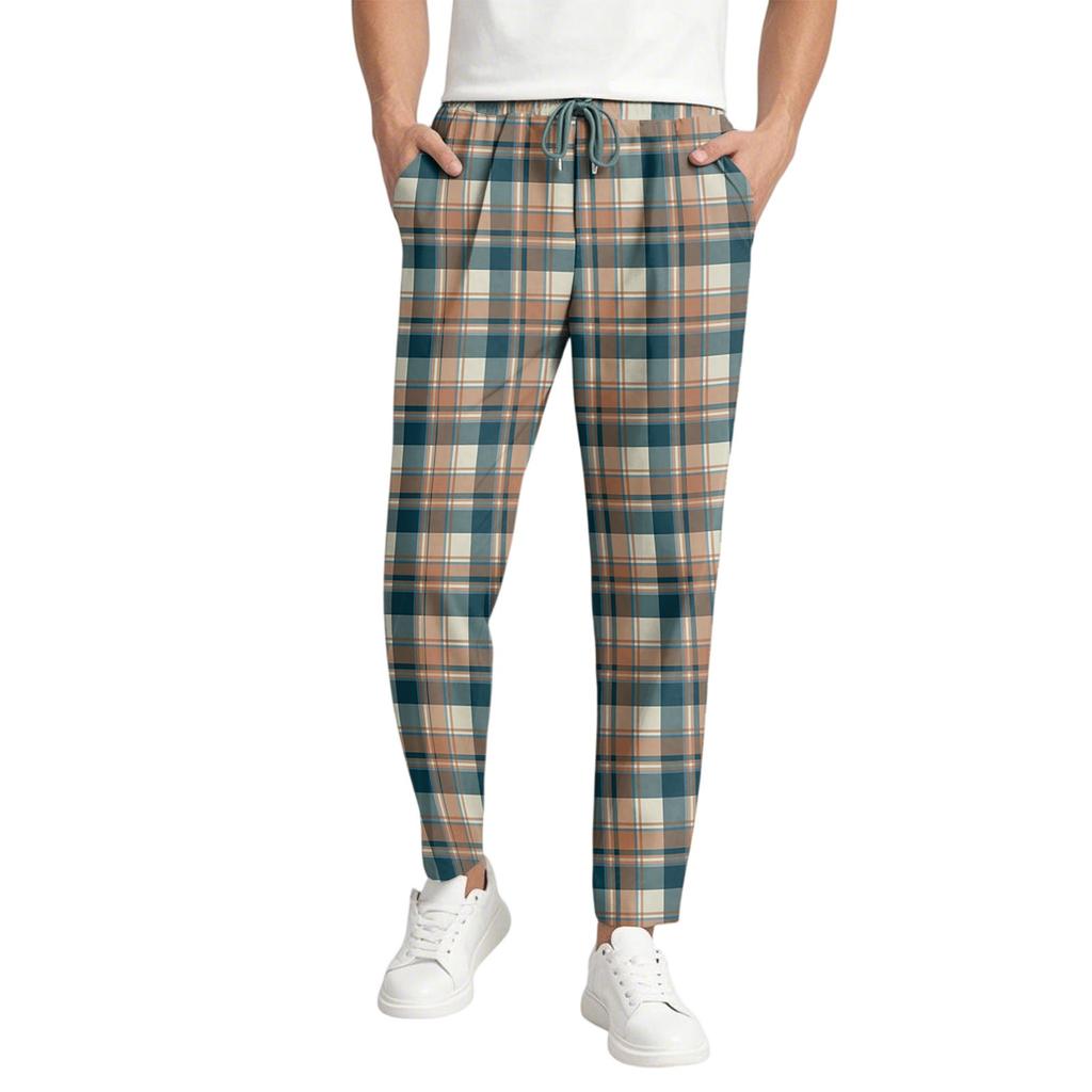 Men's Casual Gradient Trousers, Elastic Waist Drawstring, Lightweight And Slim Fit, With Pockets, Comfortable And Breathable