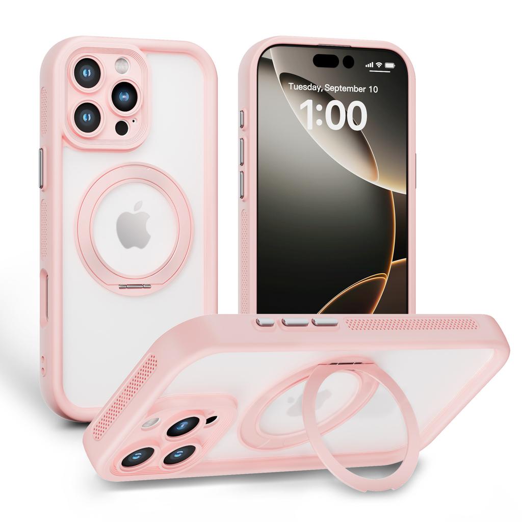 For IPhone 16 2-in-1 Magnetic Bracket Phone Case 360 Degrees for Apple 15 Hardware Rotating Bracket PC Pivot Case