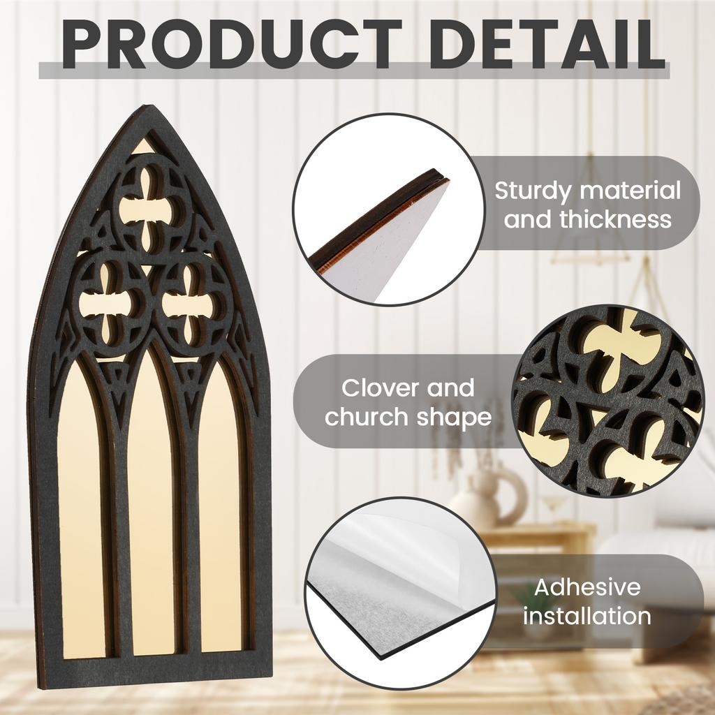 Gothic Mirrors Wall Decorative Mirror Gothic Arched Wall Mirror Vintage Cathedral Arch Frame Mirror for Halloween Christmas Home