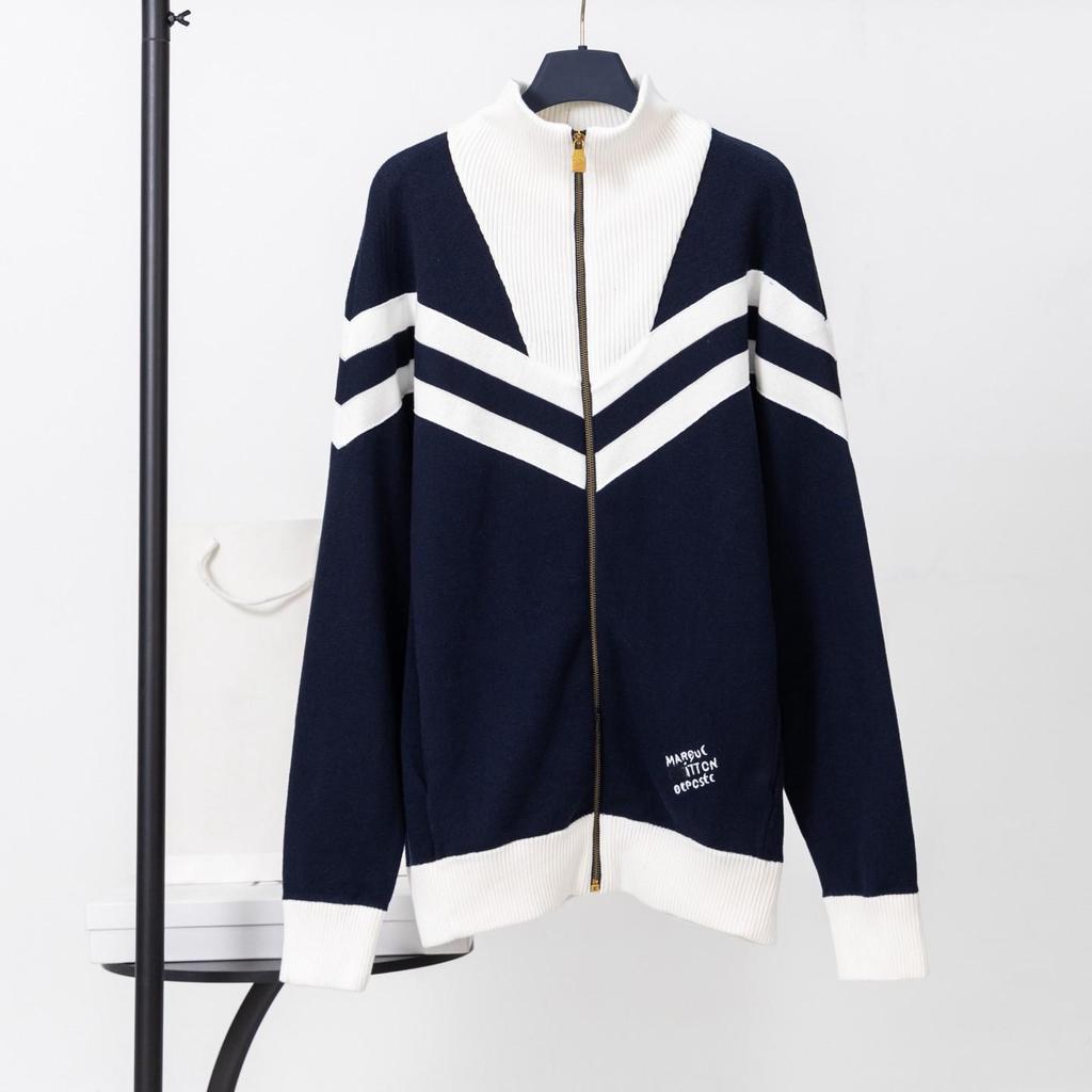 25SS LV Academic Embroidered Knit Cardigan - Unisex Long Sleeve