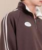 Ellamo French Terry Track Half-Zip Collar Oversized Sweatshirt [Brown]