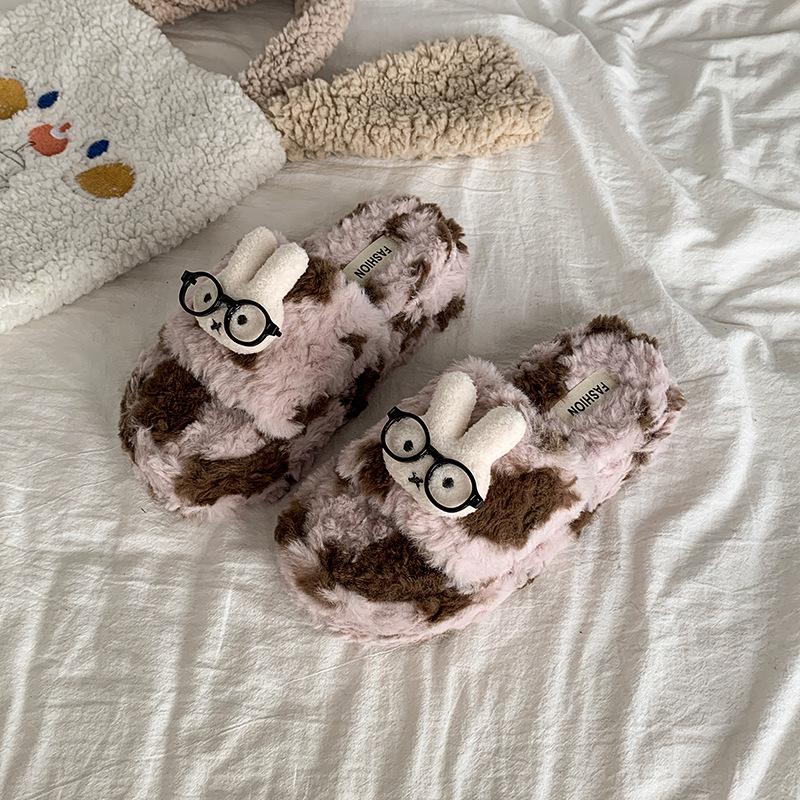 2025 New Cute Cartoon Fluffy Slippers Women's Autumn and Winter Home Indoor Non-slip Thick Bottom Student Dormitory Cotton Mop